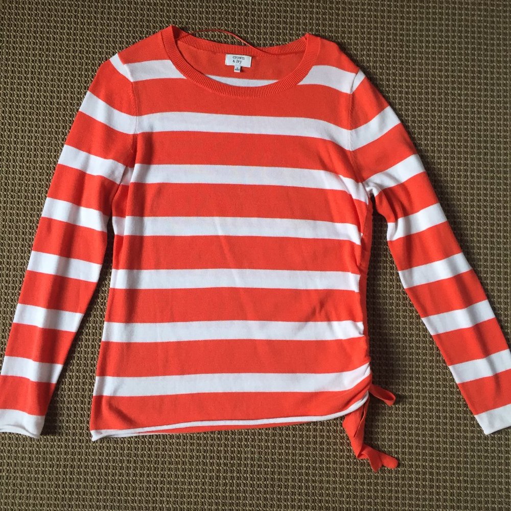 Crown and Ivy orange and white stripe sweater